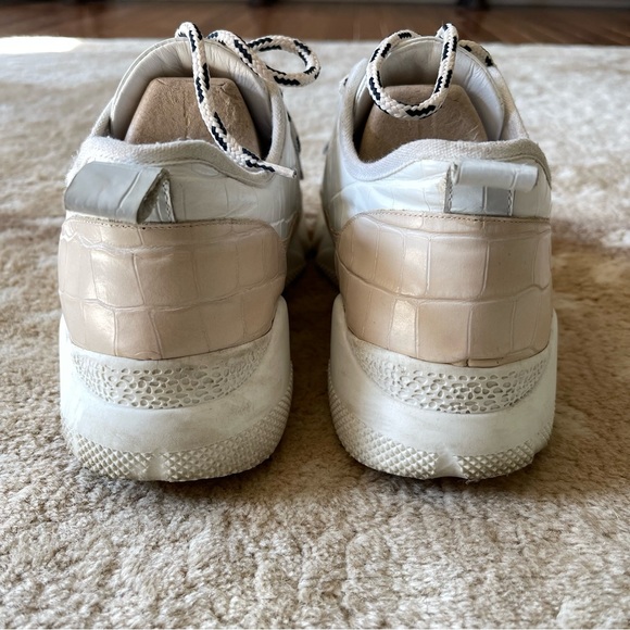 Freda Salvador Mikey Croc Embossed Leather Sneakers Neutral Combo Size 10 - Picture 4 of 13